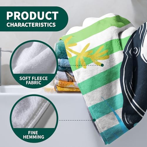 Colorful Stripes Cartoon Dolphin Microfiber Bath Towel