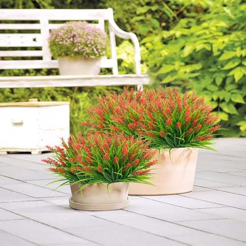 36 Bundles Artificial Plants Outdoor Red Faux Grass