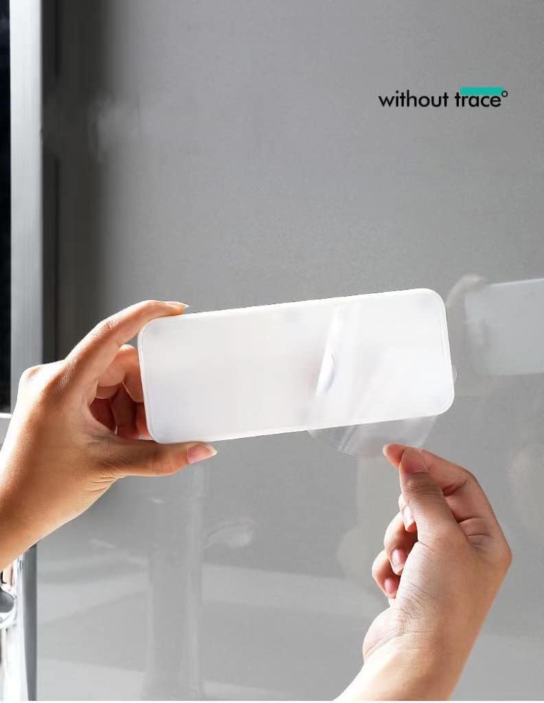 LUCKTE Adhesive Shower Soap Holder with Drain Tray
