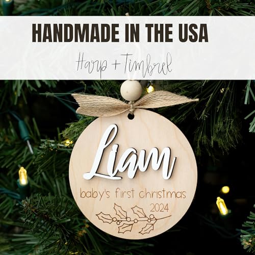 Personalized Baby First Christmas Ornament Name Wood 2024