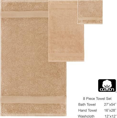 COTTON CRAFT 8-Piece Towel Set - 500 GSM Beige Bath Towels