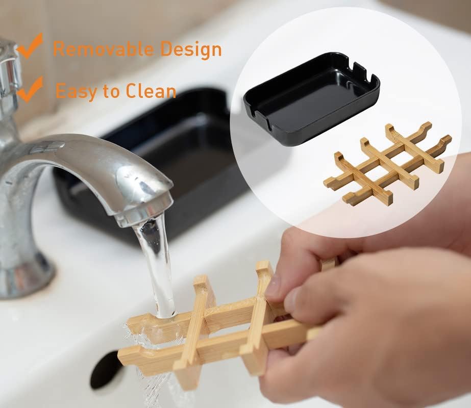 Modern Removable Bamboo Fiber Soap Holder - Black
