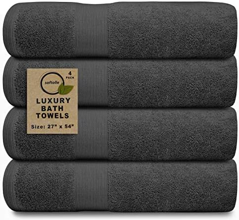 Softolle Luxury Bath Towels Set of 4 27 x 54 Grey 1