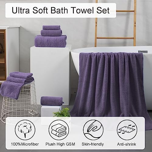 Oliven 8 Piece Oversized Purple Bath Towel Set