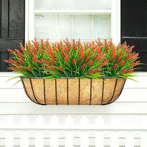 36 Bundles Artificial Plants Outdoor Red Faux Grass