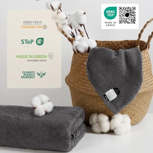 SEMAXE 4-Pack Luxury Bath Towels 55x27 Grey 1