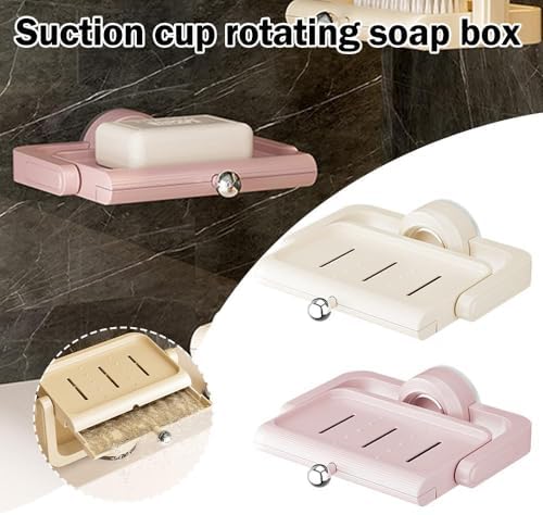 Rotating Suction Soap Holder 360 Rotate Space-Saving Drainage Pink