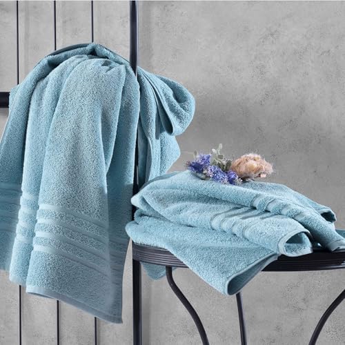Hawmam Linen Jumbo Bath Towels 2 Pack Light Blue
