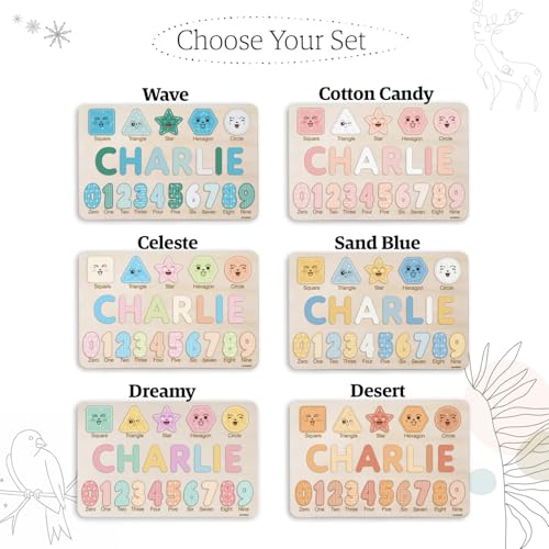 Nevandora Personalized Wooden Name Puzzle for Baby Girls and Boys