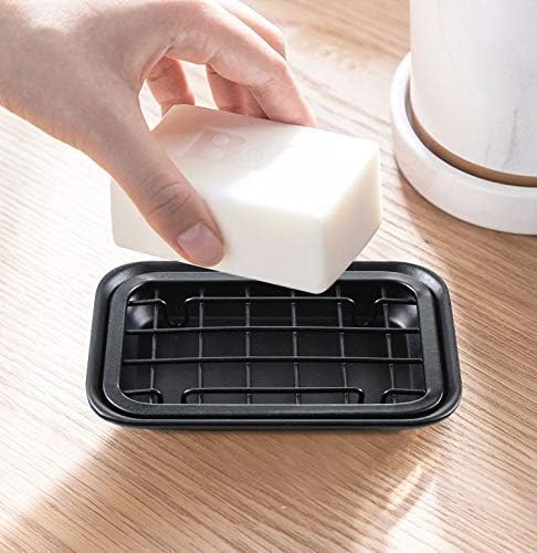 SheeChung Black Metal Soap Dish Tray with Drainage 1