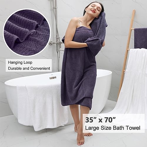 Oliven 8 Piece Oversized Purple Bath Towel Set