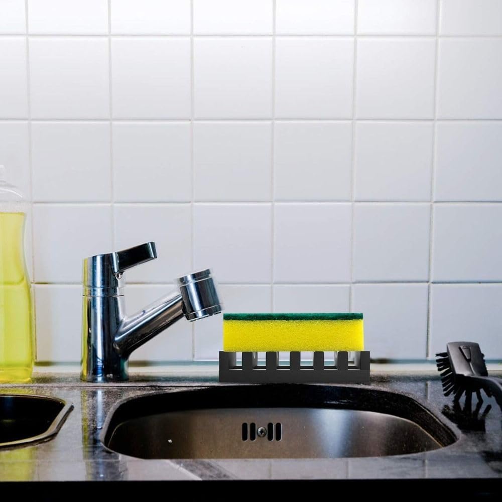 Self Draining Silicone Soap Dish Holder - Black