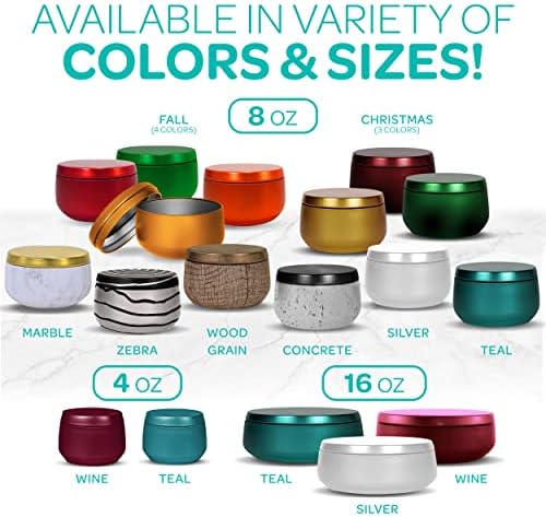 Hearts Crafts 8oz Marble Candle Tins - 24-Pack with Gold Lids