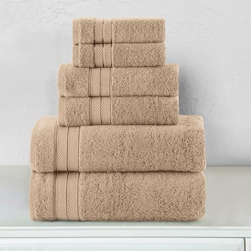 Elegant Comfort Luxury 6-Piece Towel Set - Tan