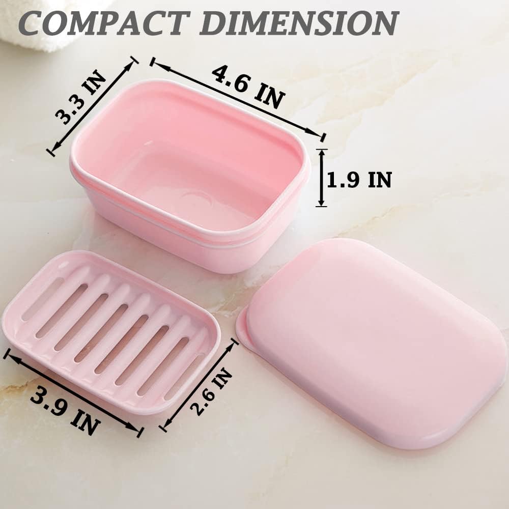 Traveling Soap Holder with Leak-Proof Lid and Drainage Layer Pink