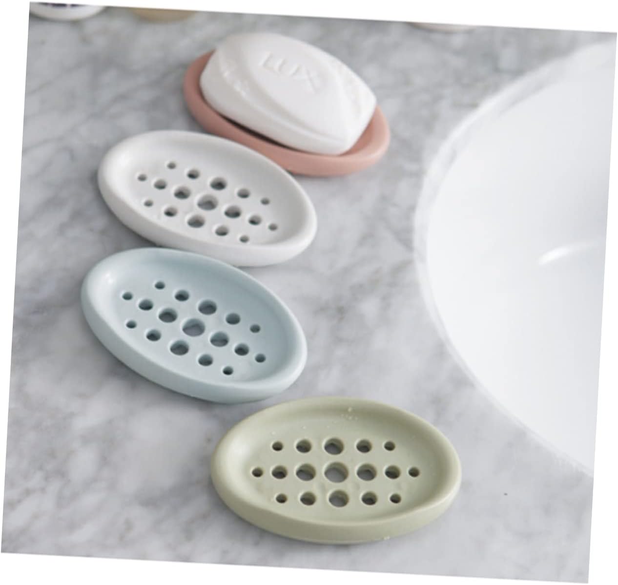 Ciieeo Oval Silicone Soap Dish Drainer Holder