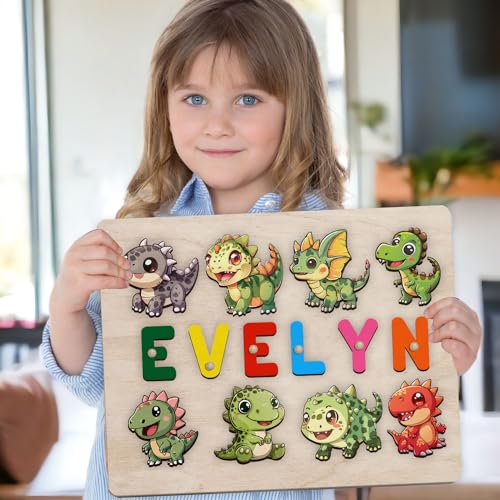 Personalized Wooden Dinosaur Puzzle Montessori Toy