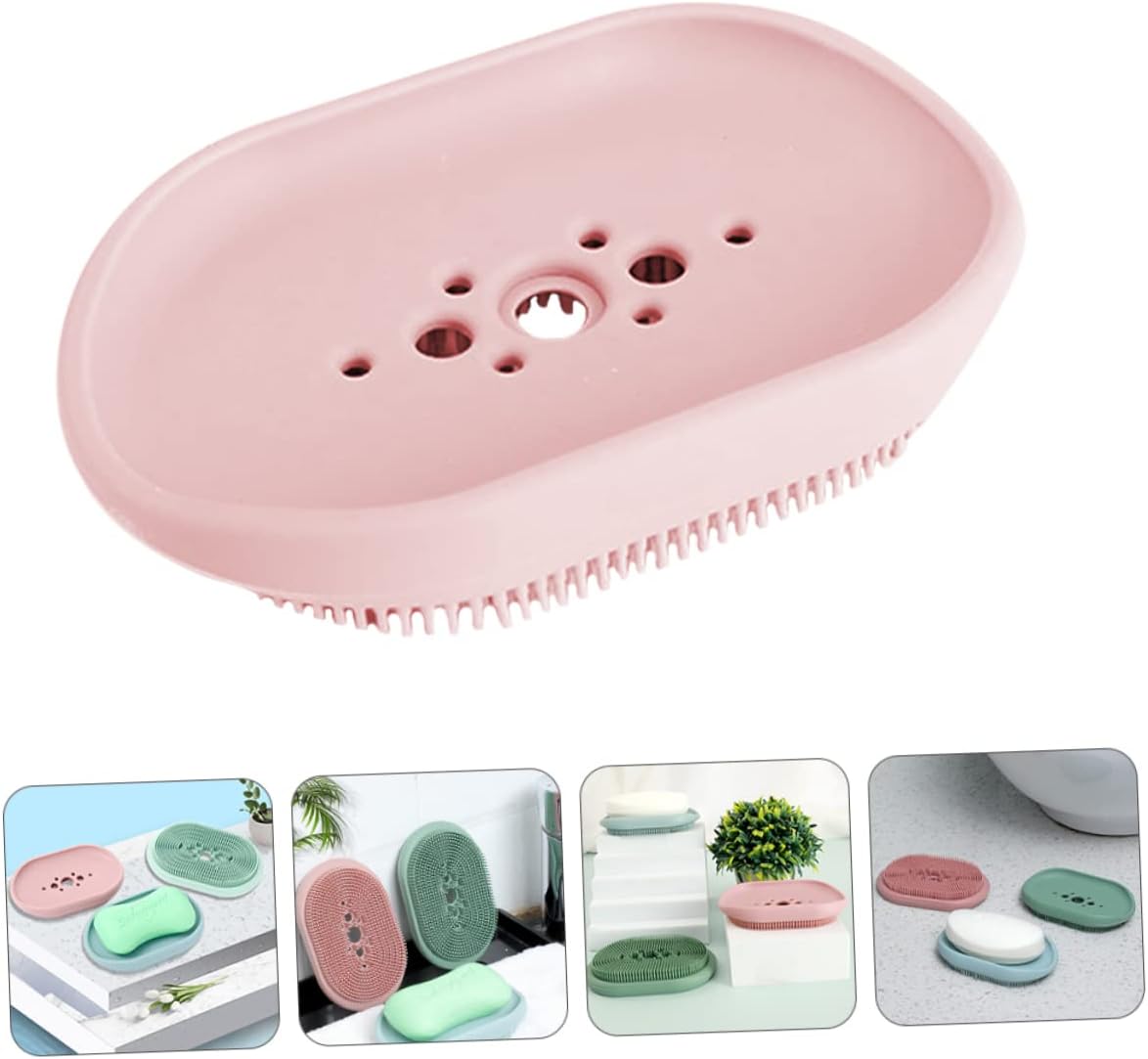ABOOFAN Self Draining Soap Dish Holder Pink