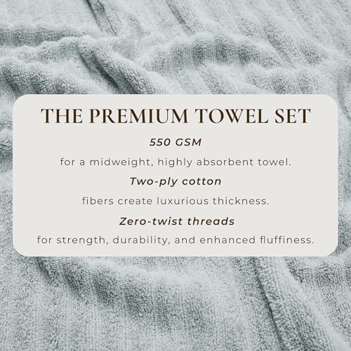 Great Bay Home Grey Bath Towels 4 Pack - 100 Combed Cotton