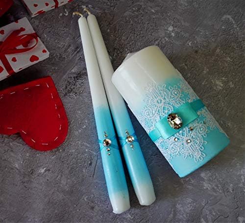 Unity Candle Set for Wedding - Turquoise