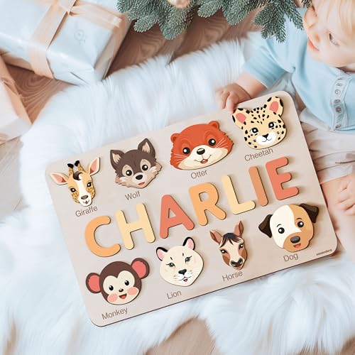 Personalized Wooden Name Puzzle for Baby Boys Girls