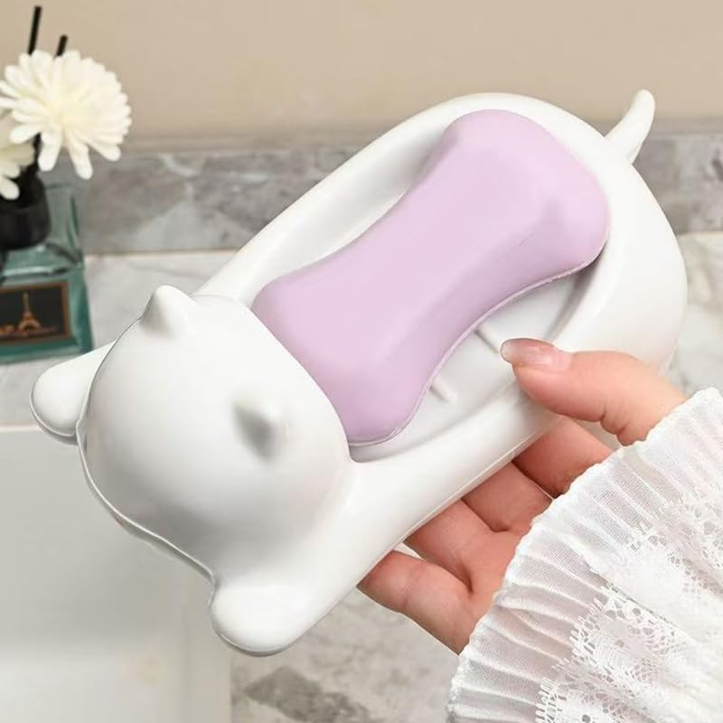 Cute Cartoon Cat Soap Holder Container