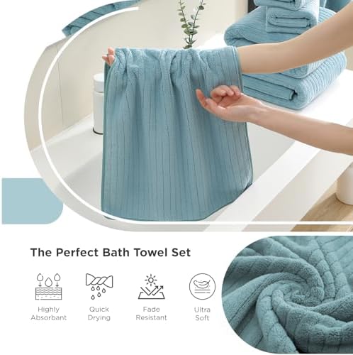 Hailea 18 Piece Family Bath Towel Set - Turquoise