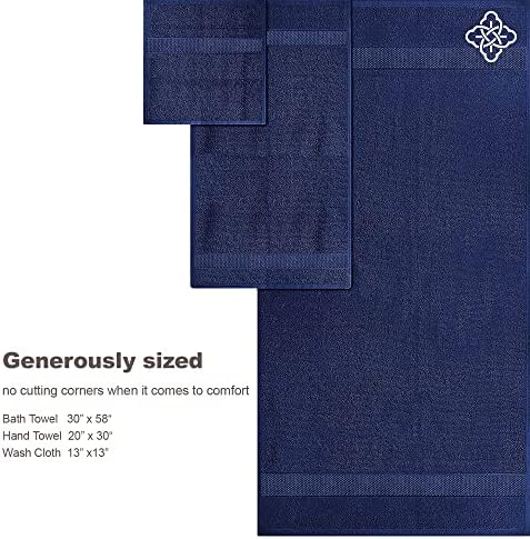 BIOWEAVES Organic Cotton Bath Towels - 700 GSM Pack of 2 Navy Blue