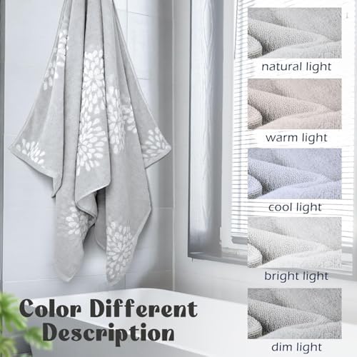 Light Grey Bath Towels Set of 2 - Soft Quick Dry 55 x 28