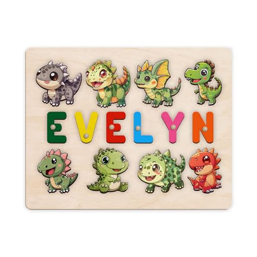 Personalized Wooden Dinosaur Puzzle Montessori Toy