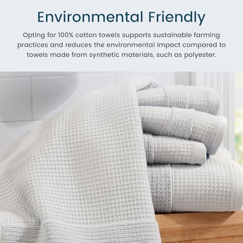 Aire Raine 4 Pack Cotton Waffle Bath Towels - Light Grey