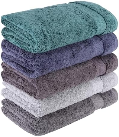 Organix Luxury 5 Pack Bath Towels - 30x60 Inches 100 Cotton