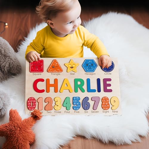 Nevandora Personalized Wooden Name Puzzle for Baby Girls and Boys