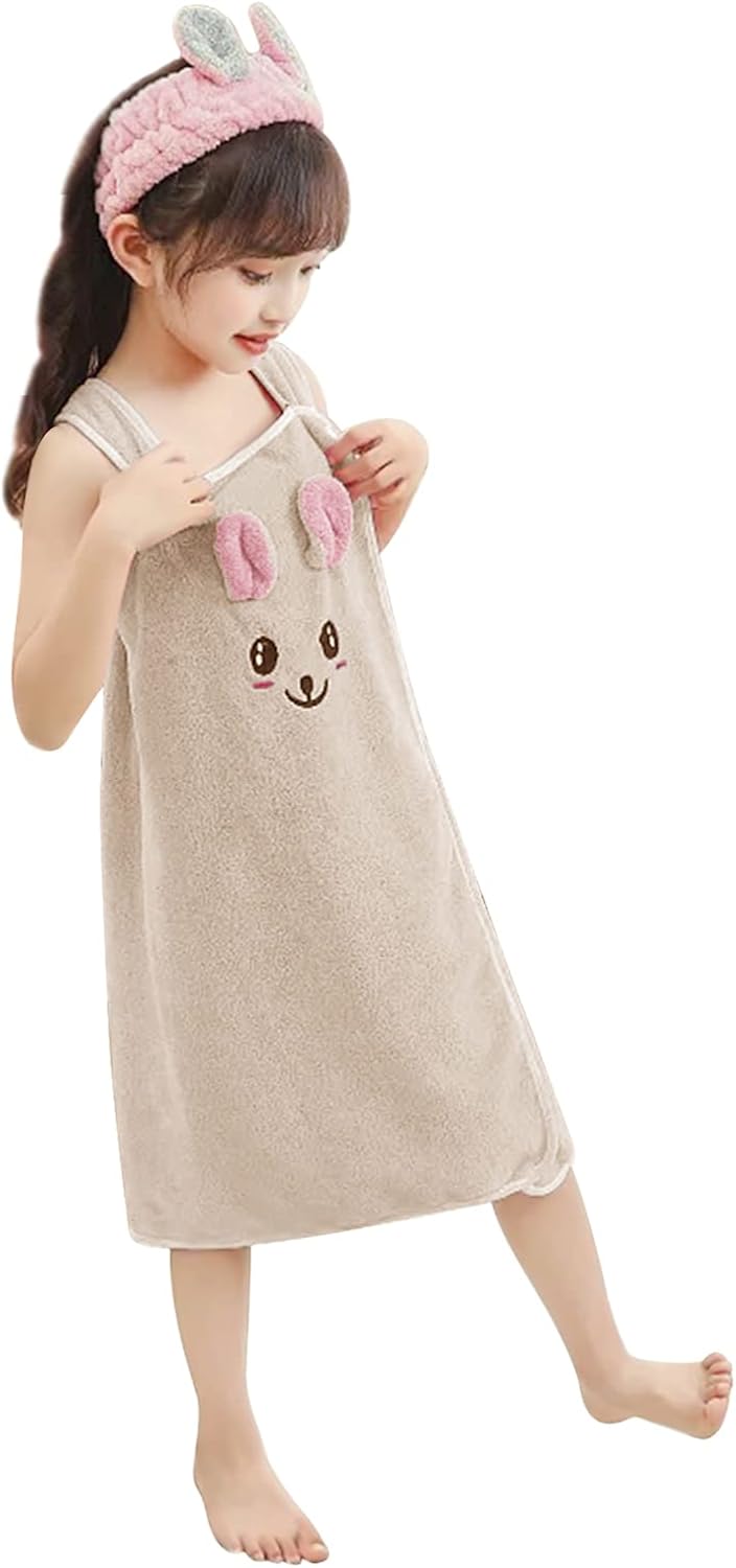 Super Soft Coral Fleece Bunny Bathrobe for Toddler Girls