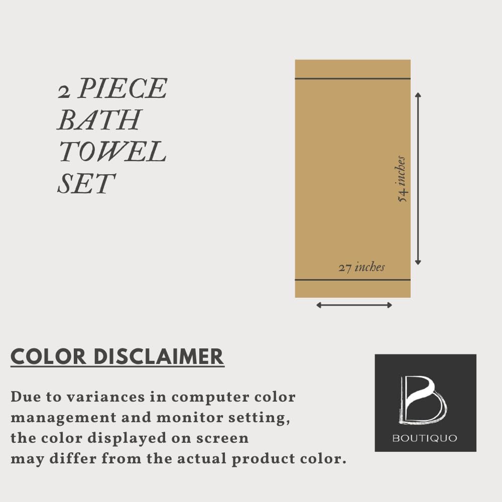 BOUTIQUO 2 Pack Oversized Cotton Bath Towels - Charcoal Grey
