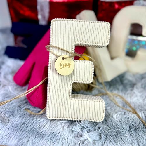 Handmade Corduroy Initial Wooden Sign for Baby Stroller