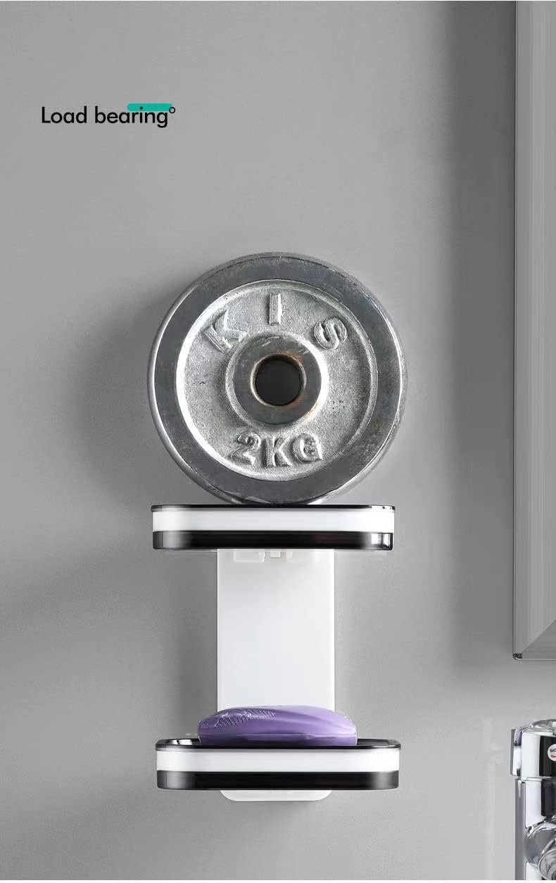 LUCKTE Adhesive Shower Soap Holder with Drain Tray
