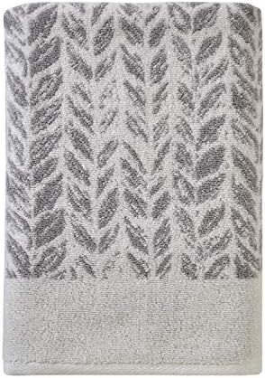 SKL Home Distressed Leaves Bath Towel Gray 28x54 1