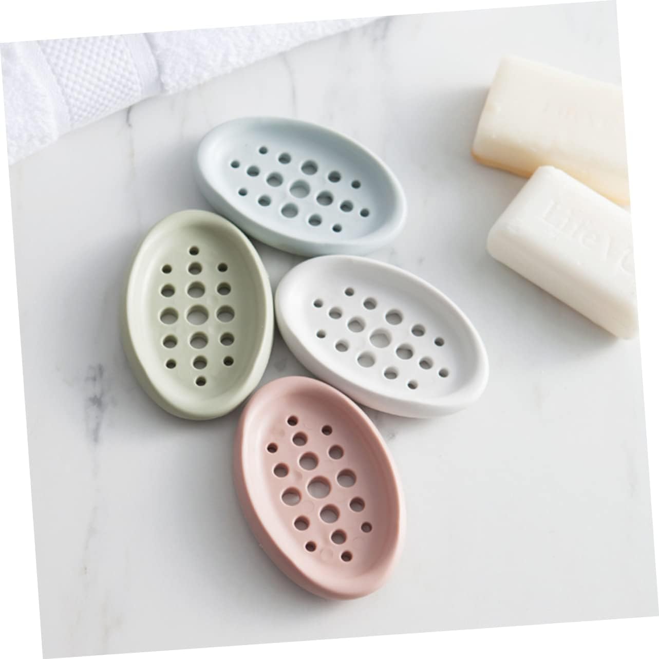 Luxshiny Oval Soap Dish Holder with Drain Design
