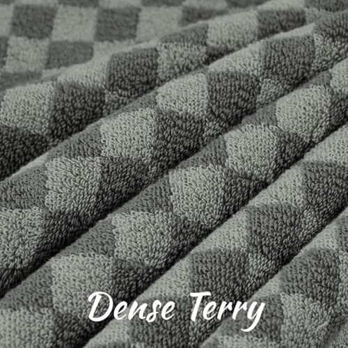 Jacquotha Pack of 2 Grey Checkered Cotton Bath Towels 1