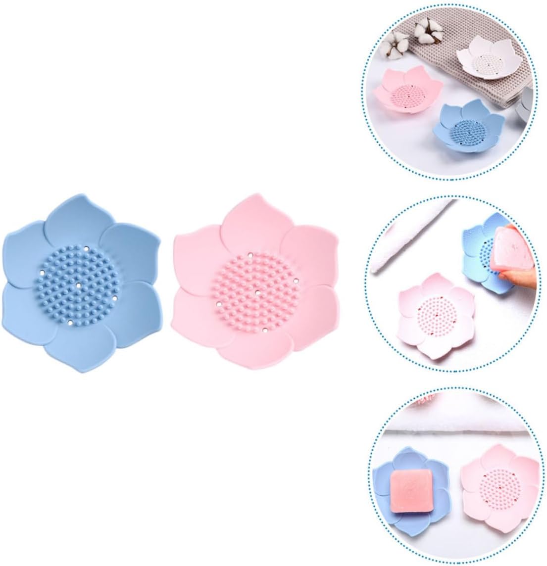FONDOTIN 2pcs Draining Soap Dish Creative Holders for Shower Bathroom Kitchen
