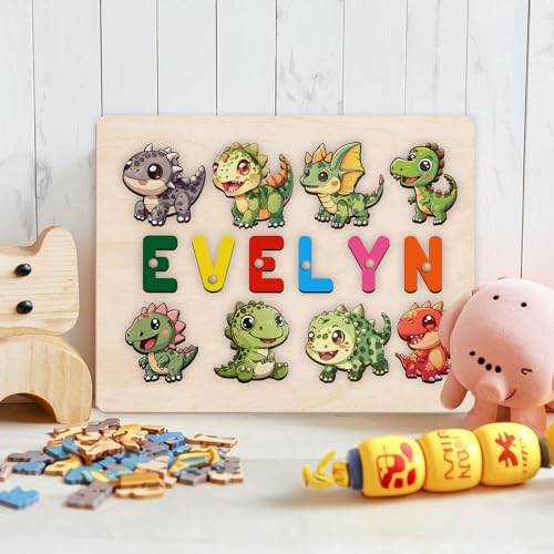 Personalized Wooden Dinosaur Puzzle Montessori Toy