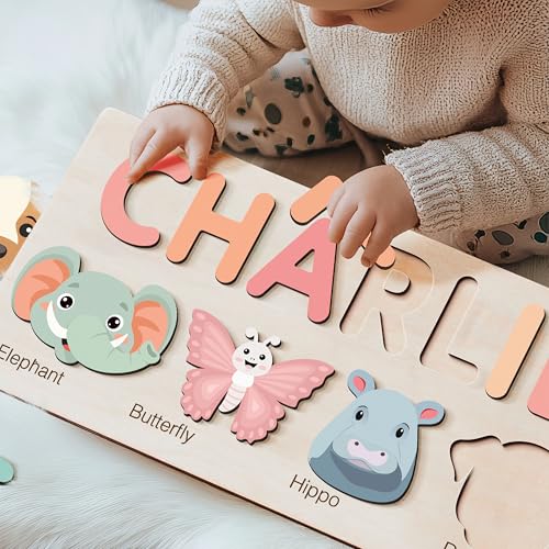 Nevandora Personalized Wooden Name Puzzle for Toddlers