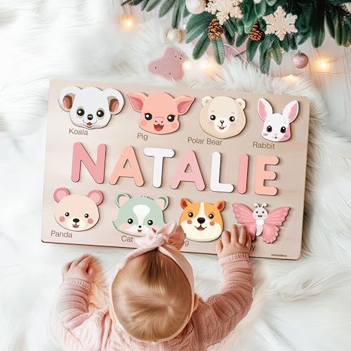 Personalized Wooden Name Puzzle with Animals 1