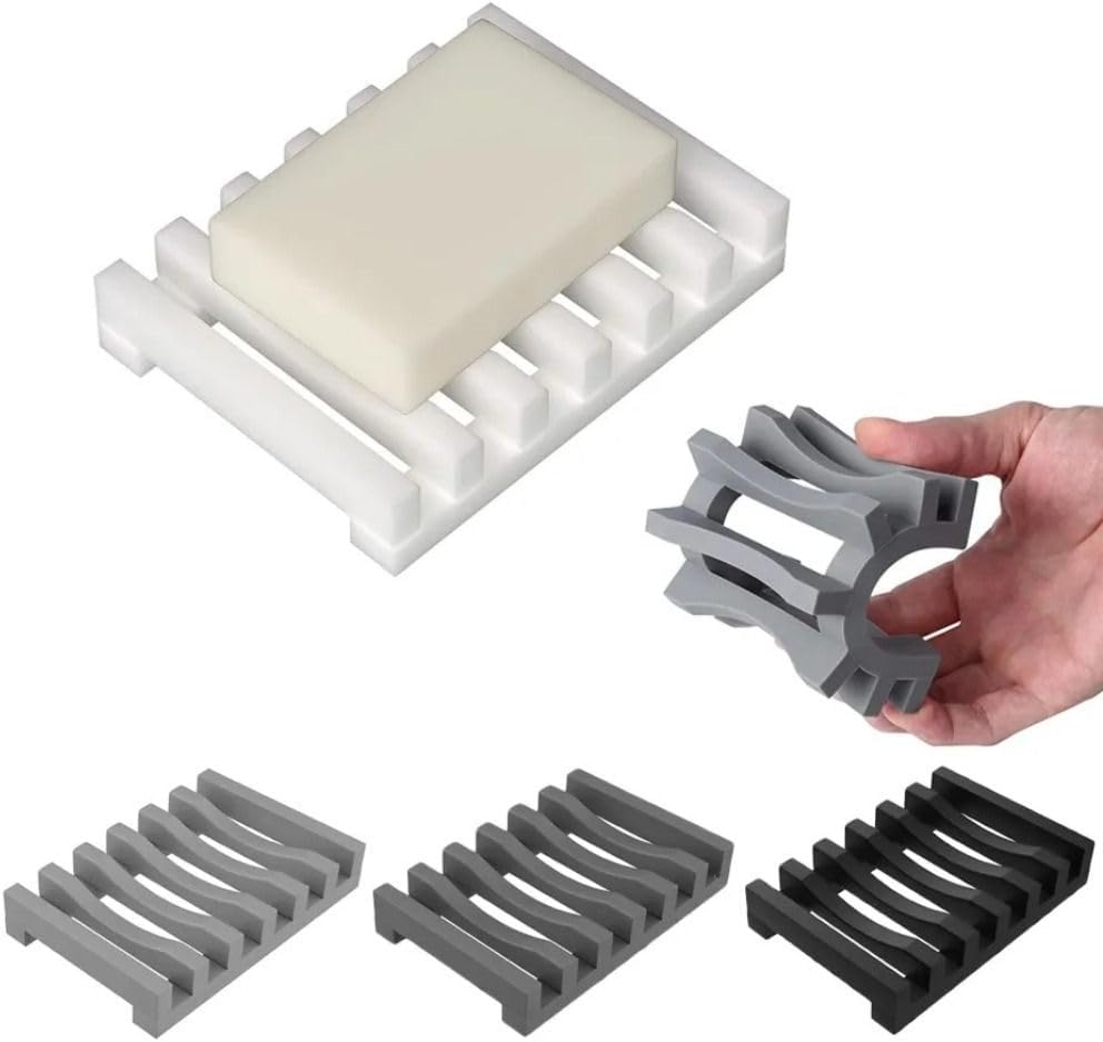 Self Draining Silicone Soap Dish Holder - Black