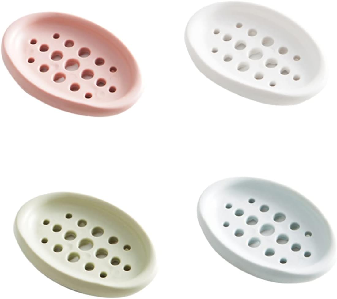 Ciieeo Oval Silicone Soap Dish Drainer Holder