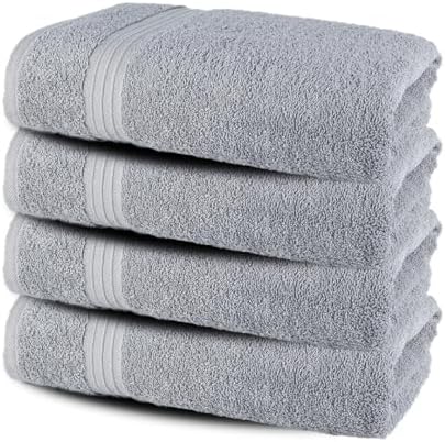 Textila Bath Towels - 30x60 Inch Pack of 4 Light Grey 1