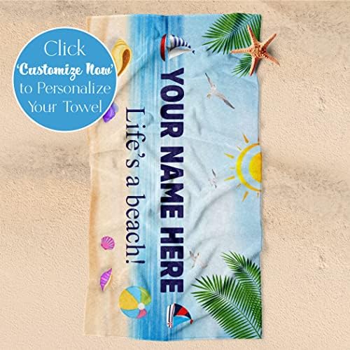 Personalized Microfiber Beach Towel with State License Plate and Custom Name
