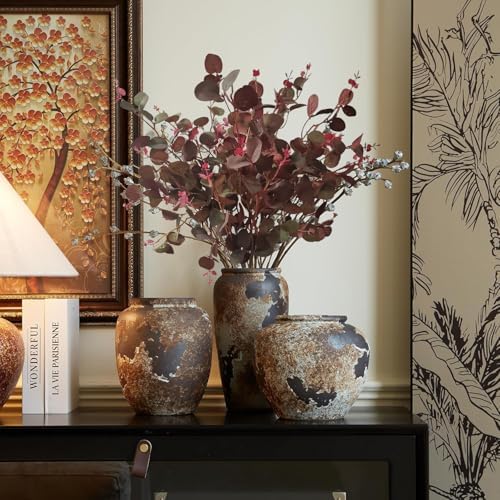 FUNORNAM 3Pcs Artificial Eucalyptus Leaves Stems for Home Decor