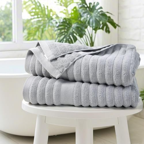Jacquotha Light Grey Bath Towels 2 Pack